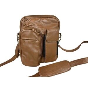 Vintage Wilsons Genuine Leather Organizer Crossbody Bag Messenger Bag  Brown